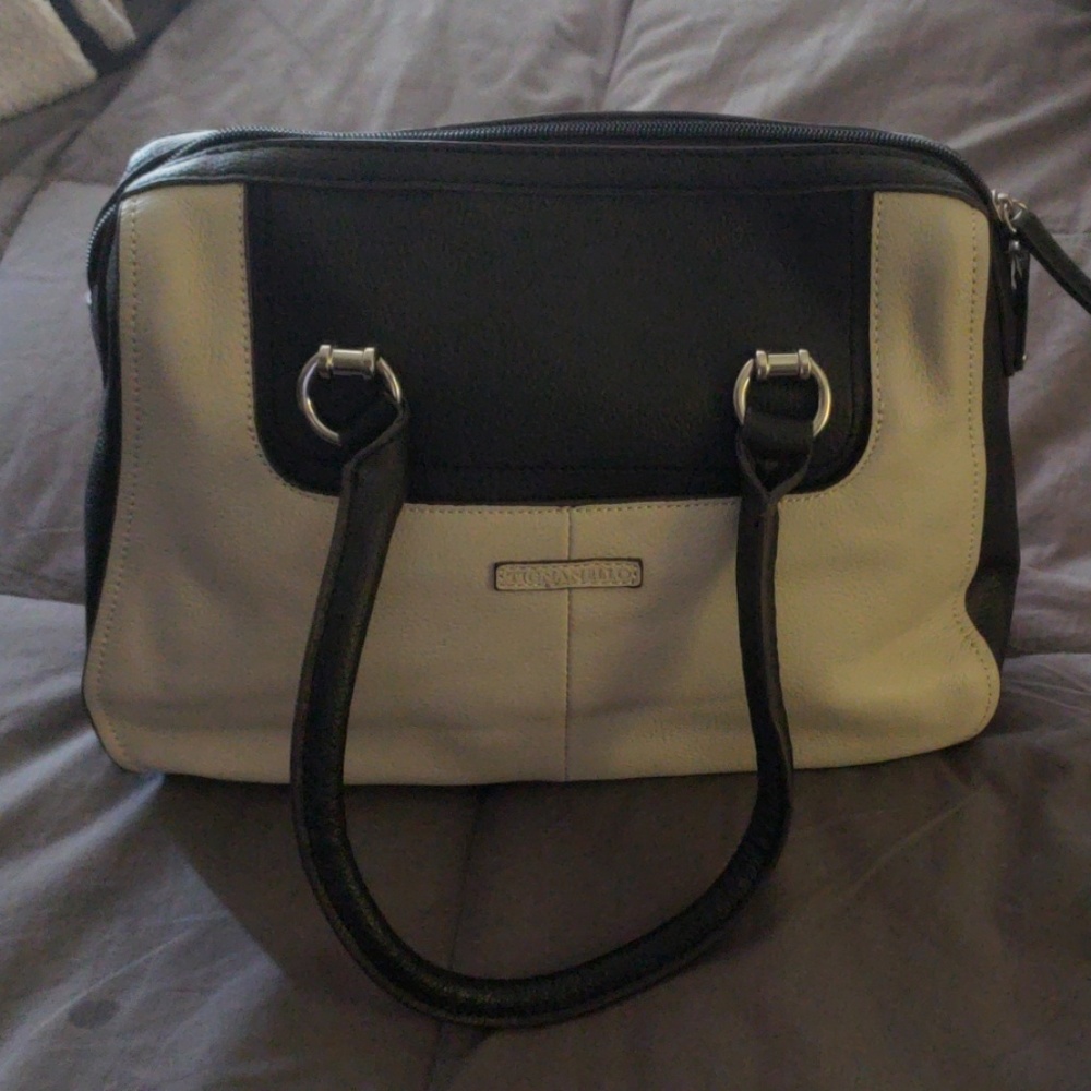 Tignanello black and white hand bag.
